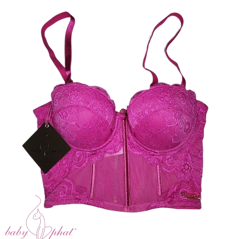 🆕️ Baby Phat NWT Womens XS Pink Lace Bralette Bustier